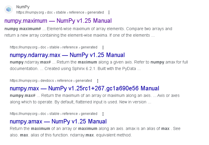 Google Numpy Max